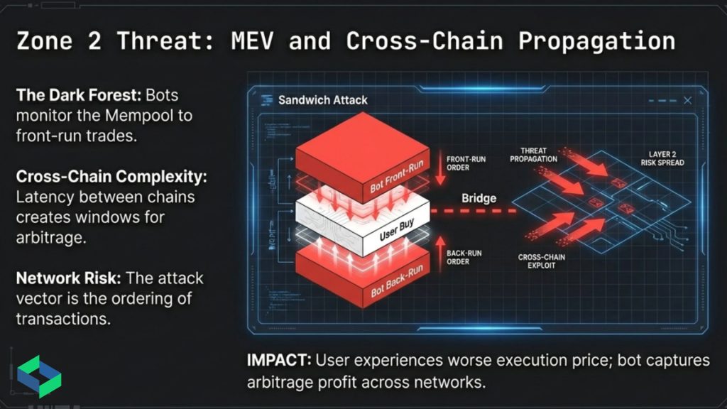 Architecture diagram showing mempool surveillance and confirmed transaction analysis layers in real-time on-chain threat monitoring