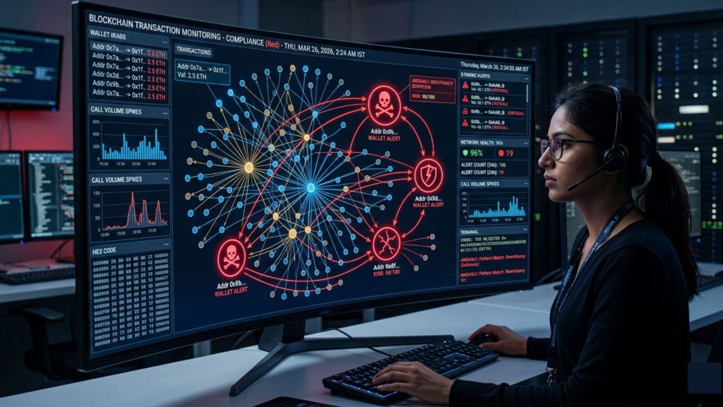 blockchain transaction monitoring system for AML compliance flagging suspicious wallets