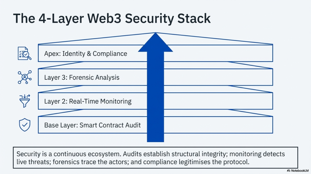 Enterprise blockchain security and regulatory compliance framework diagram