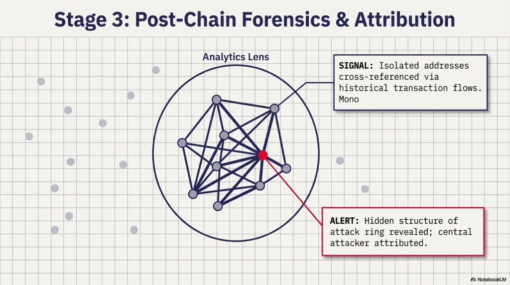 Enterprise blockchain security architecture stack with monitoring and identity layers