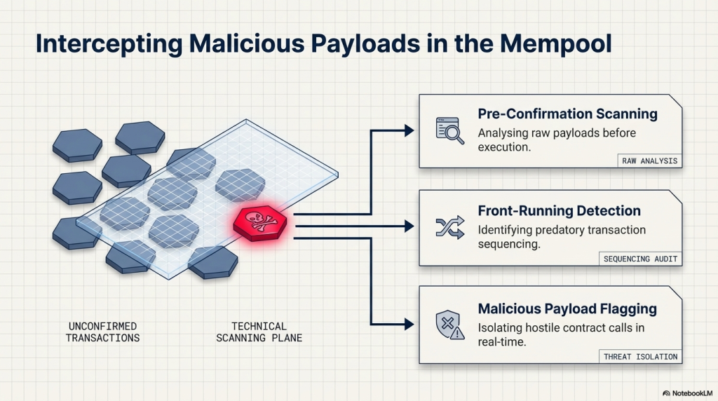 Mempool monitoring showing pending unconfirmed blockchain transactions