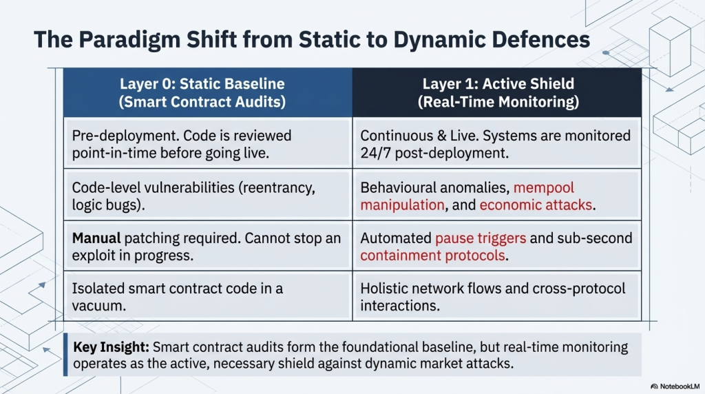 Three-layer on-chain threat monitoring architecture diagram