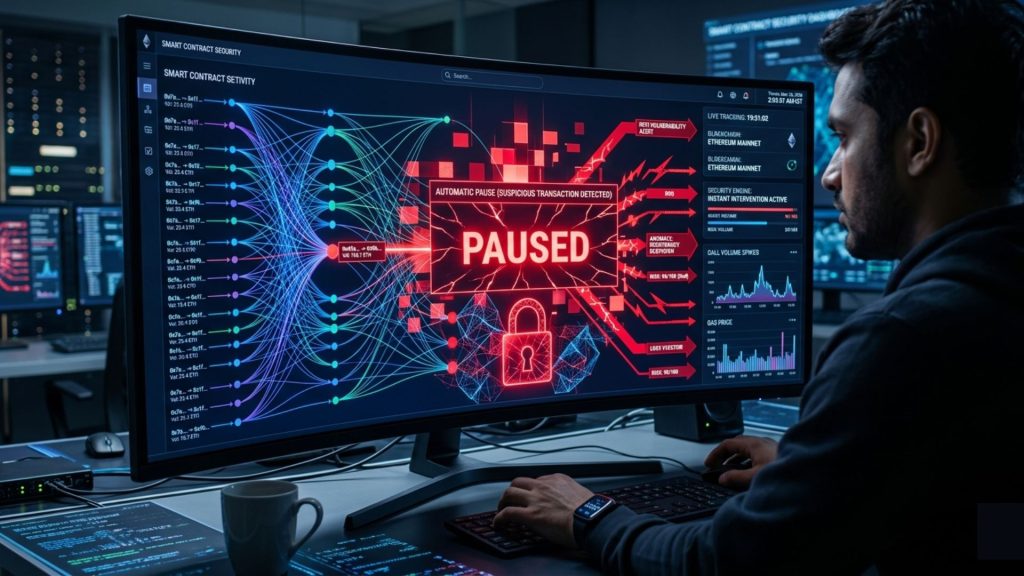 automated smart contract pause triggered during suspicious blockchain activity