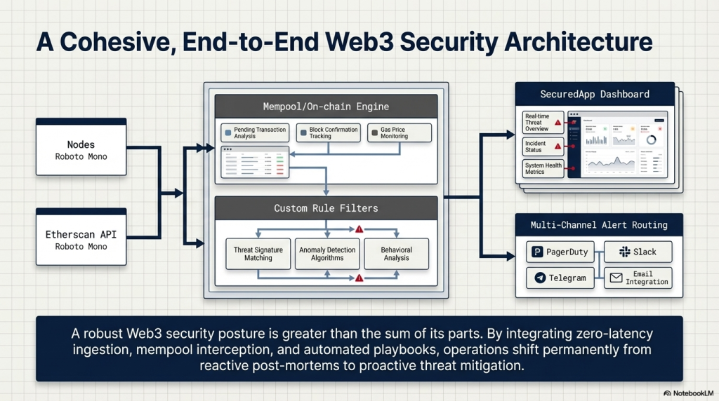 Web3 security team setting up real-time blockchain threat monitoring system