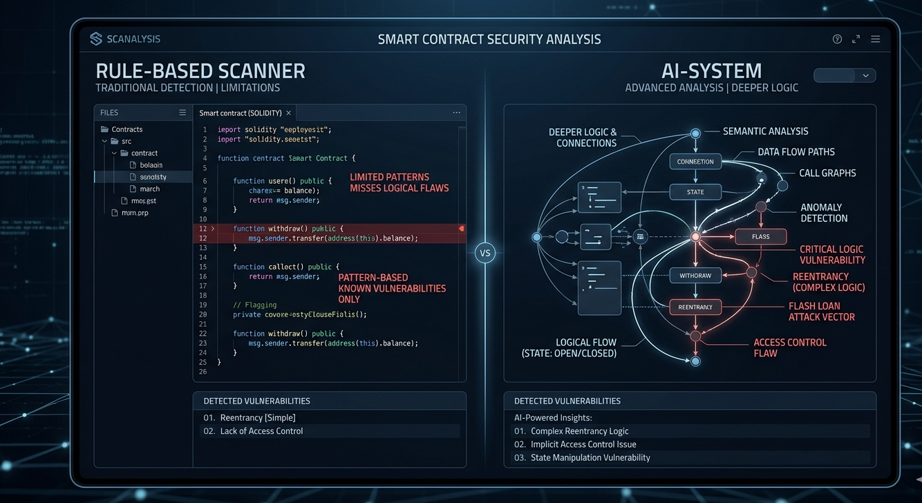 Comparison between rule-based smart contract scanners and AI-powered vulnerability detection systems