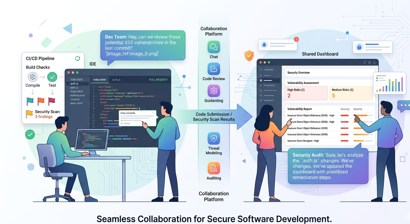 Smart contract audit collaboration between developers and auditors with communication flow
