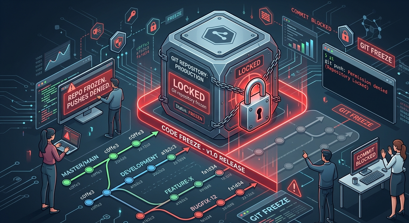 Codebase freeze concept showing locked version control before smart contract audit