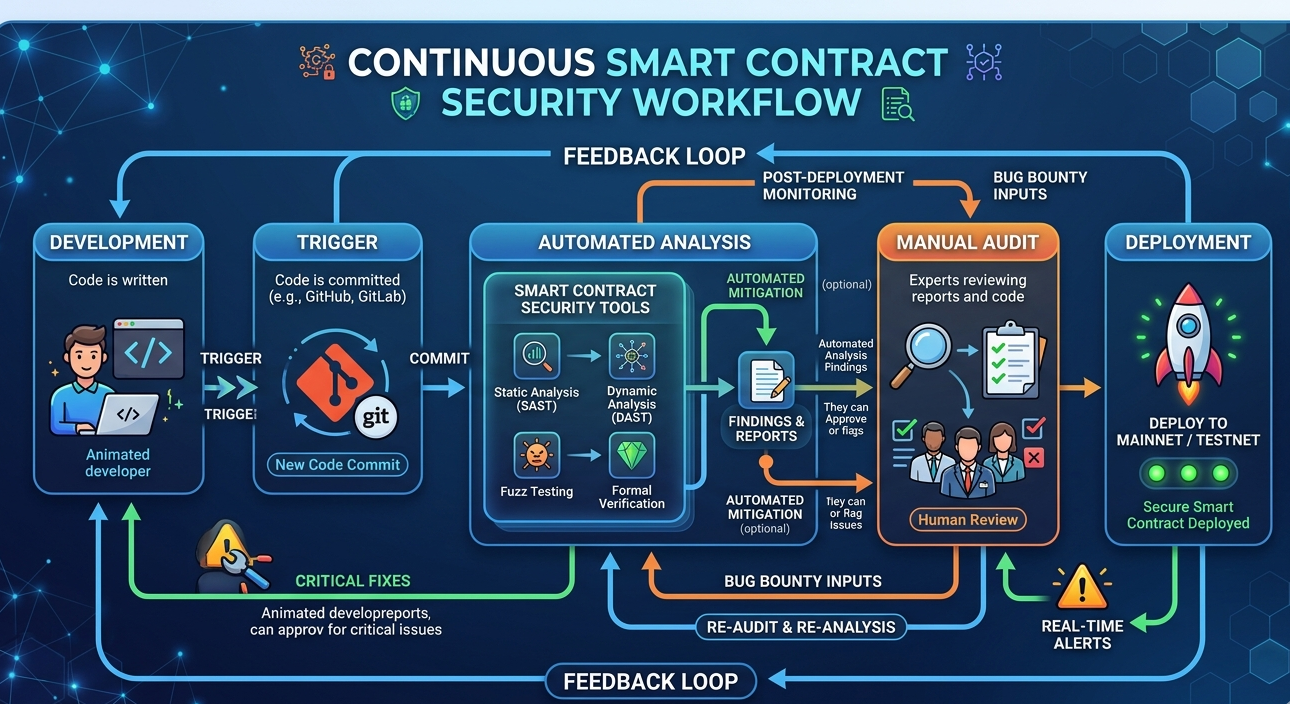 Integration of automated tools like Solidity Shield into continuous smart contract development workflow