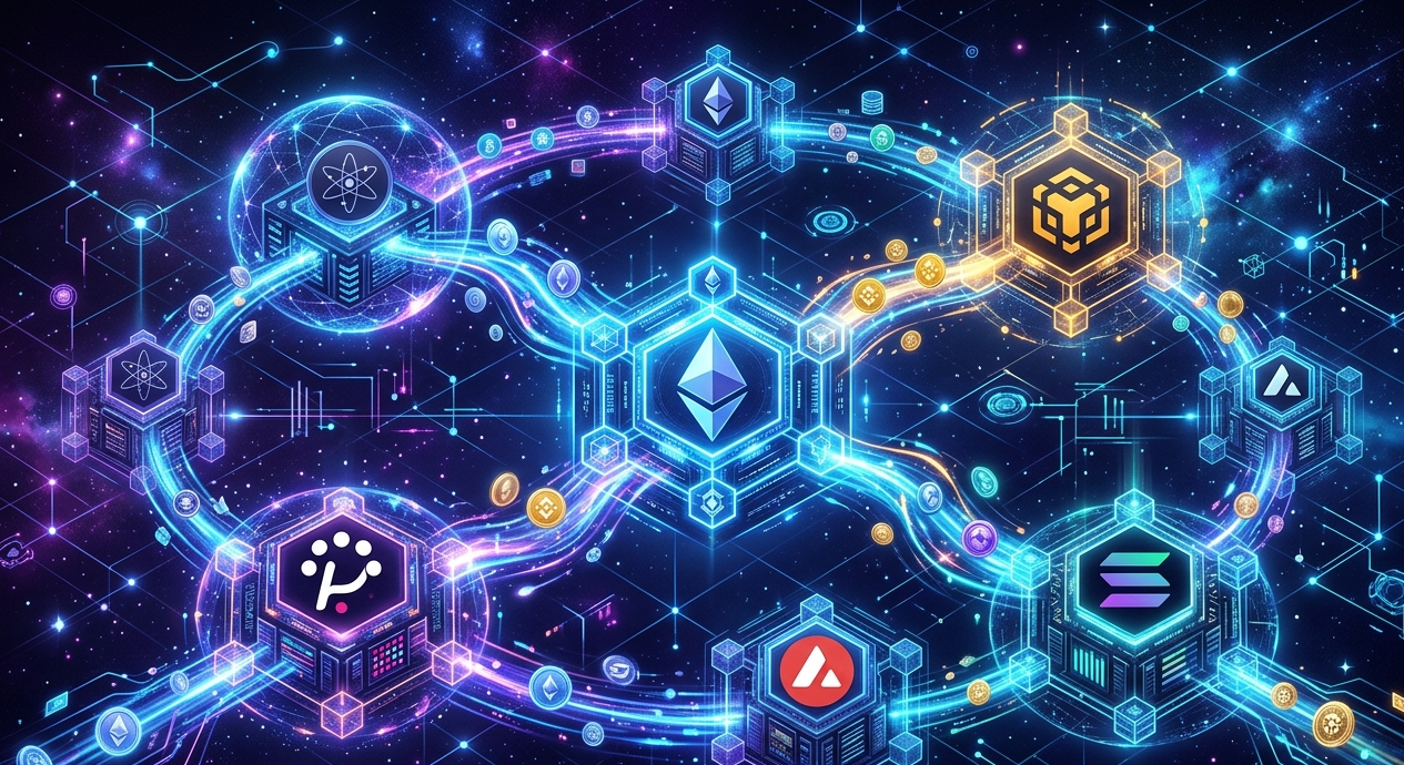 Cross-chain blockchain ecosystem connecting Ethereum, BNB Chain, and other networks through interoperability bridges