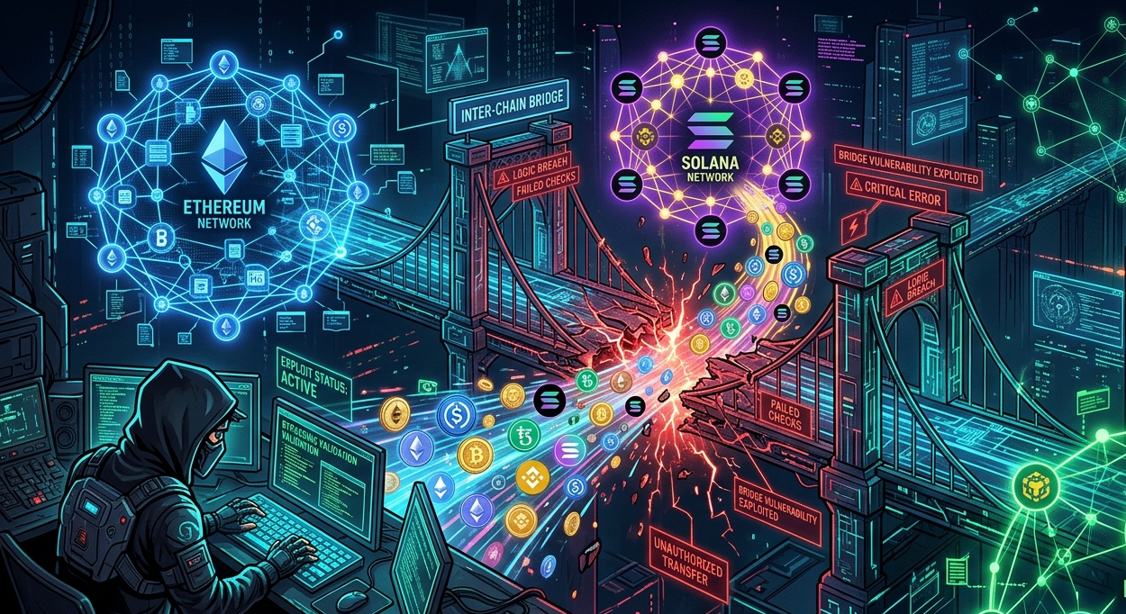 Cross-chain bridge vulnerability allowing unauthorized transfer of assets across blockchain networks