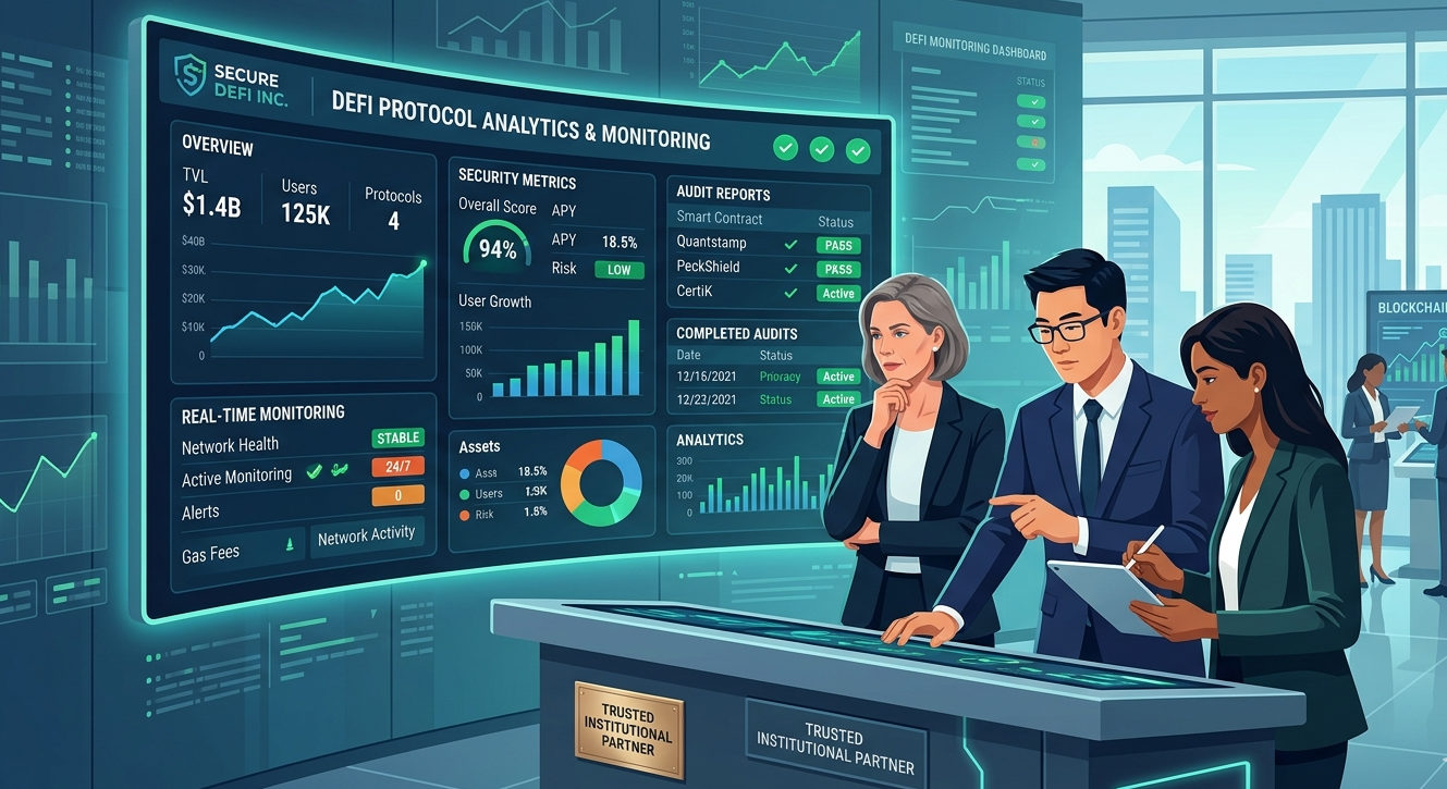 Institutional investors evaluating DeFi protocol security including audits and runtime protection systems