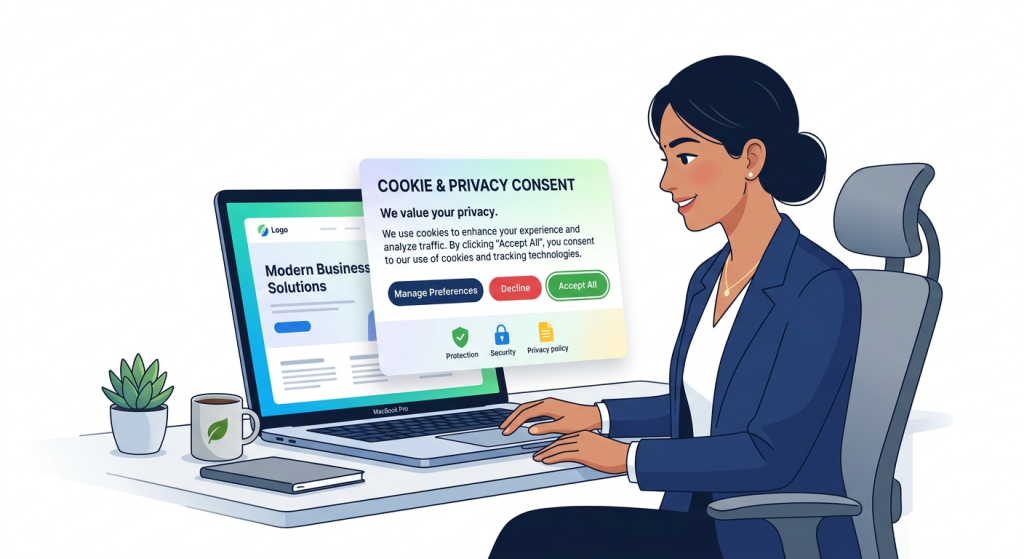 Indian user reviewing a digital consent popup for data privacy compliance under DPDP Act