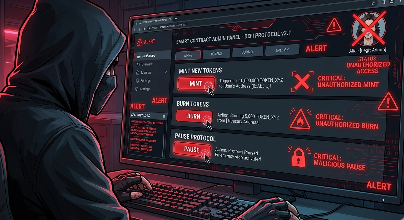 Unauthorized access to ERC-20 admin functions like minting and burning tokens