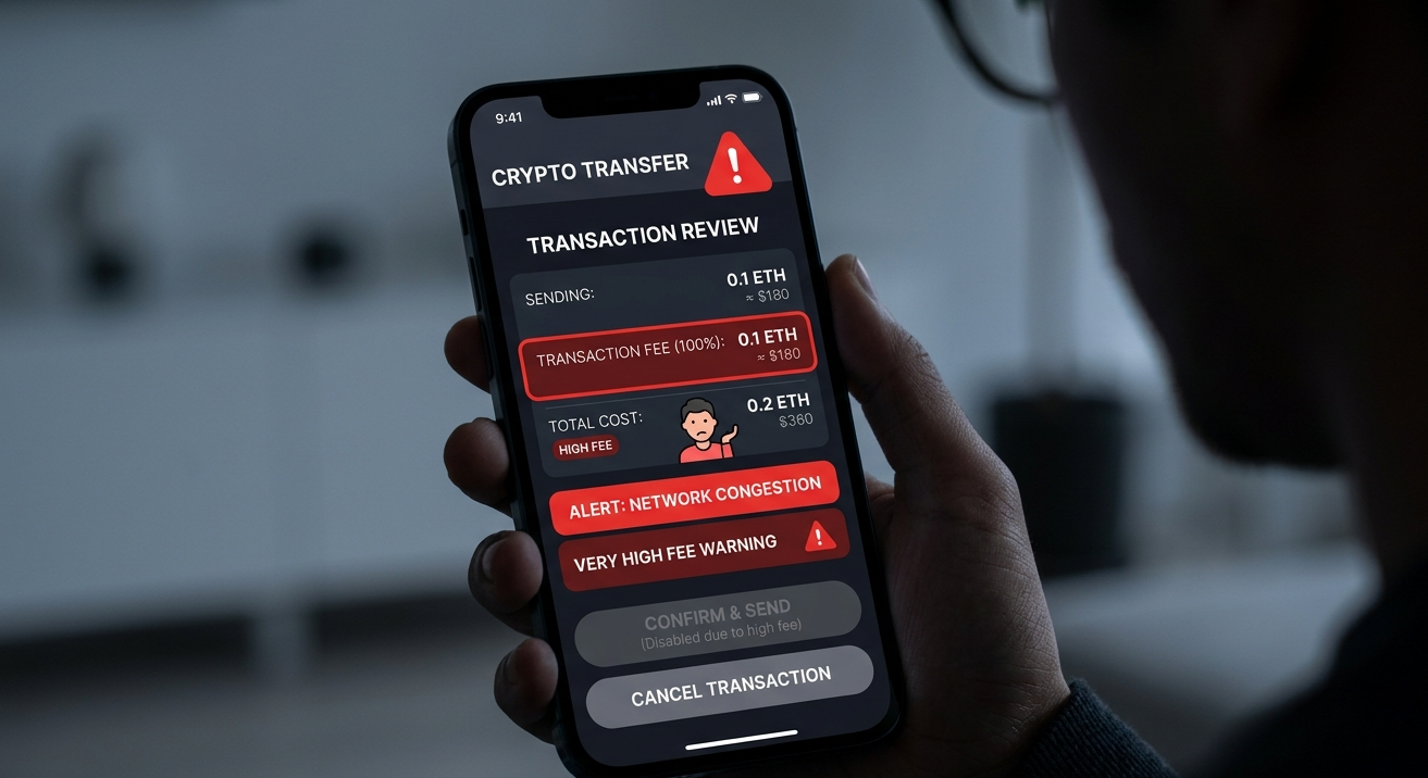 Crypto transaction blocked due to 100 percent transfer fee trapping investors