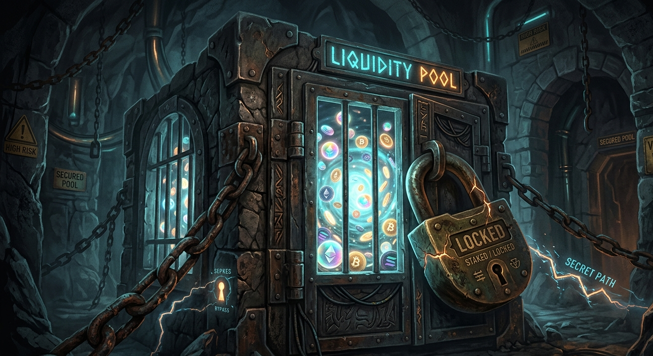 Locked liquidity pool with hidden bypass allowing unauthorized access