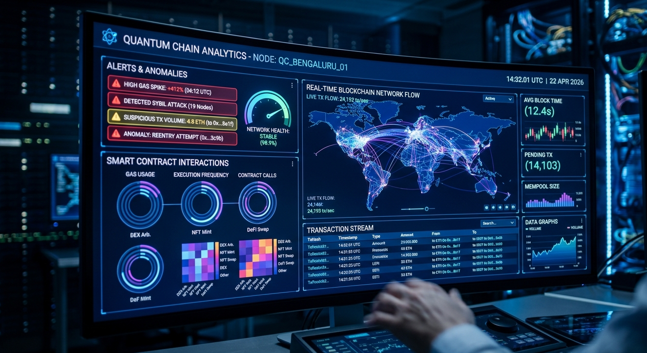 Real-time smart contract monitoring system analyzing blockchain transactions and detecting anomalies
