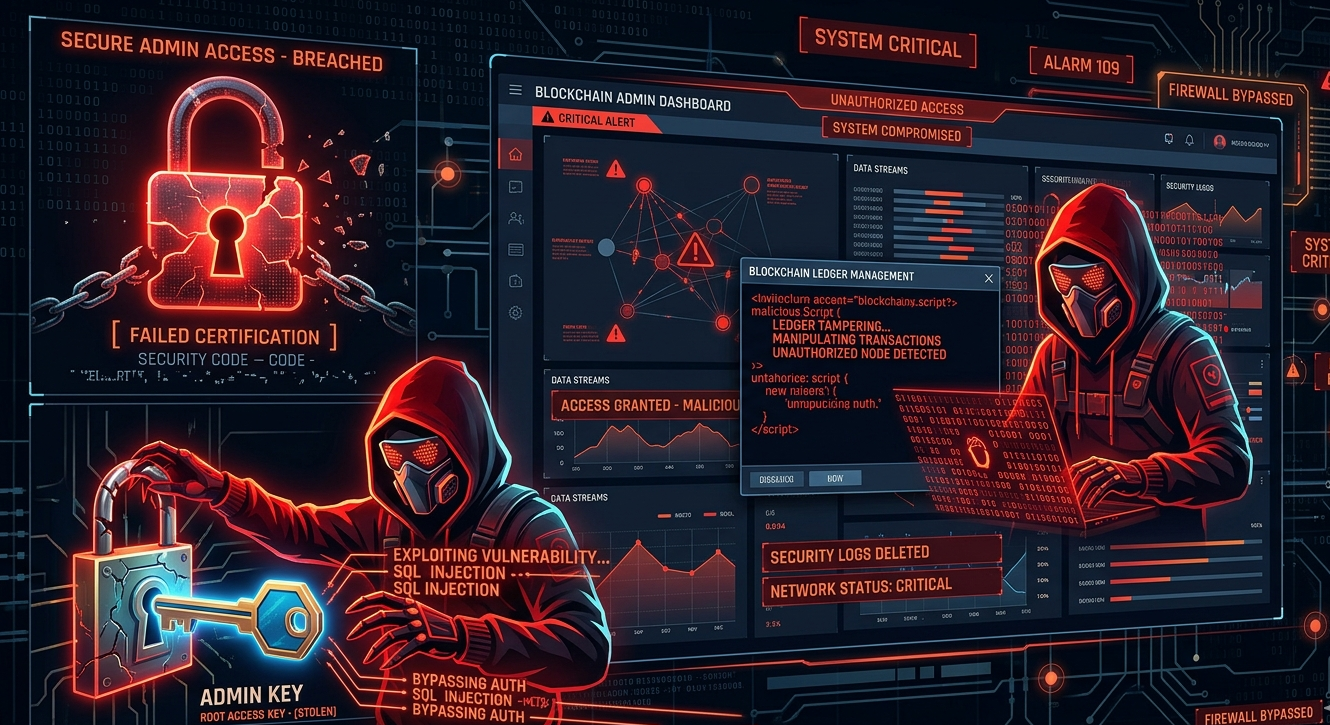 Unauthorized attacker gaining admin access to a smart contract system due to missing or broken access control