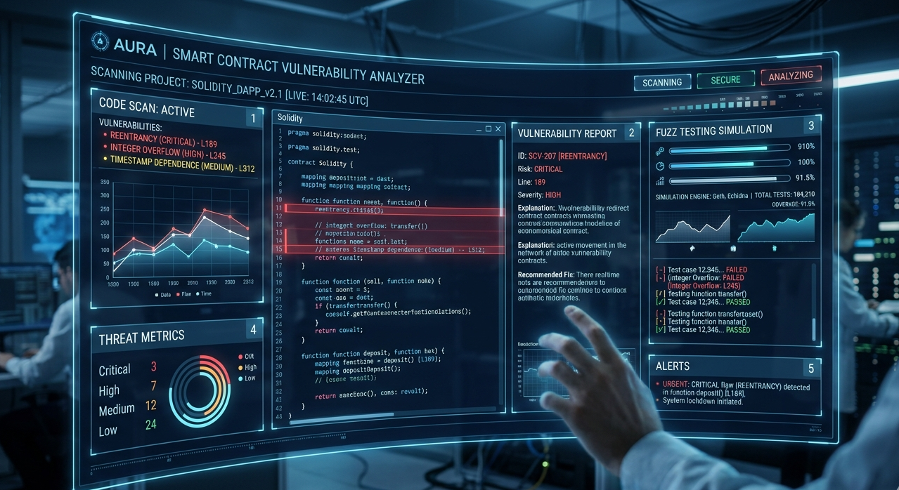 Automated smart contract security tools performing static analysis and fuzz testing on codebase