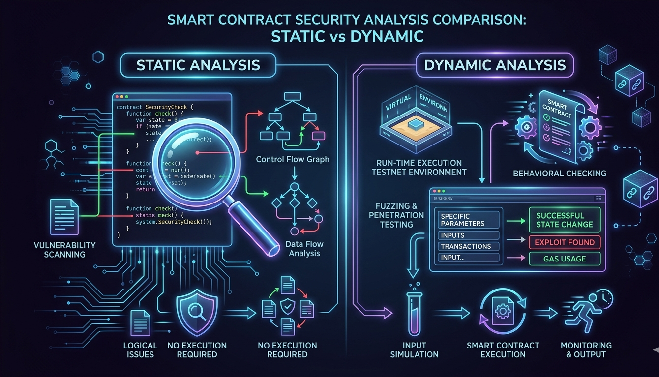 Static vs Dynamic Analysis in Smart Contract Security Testing
