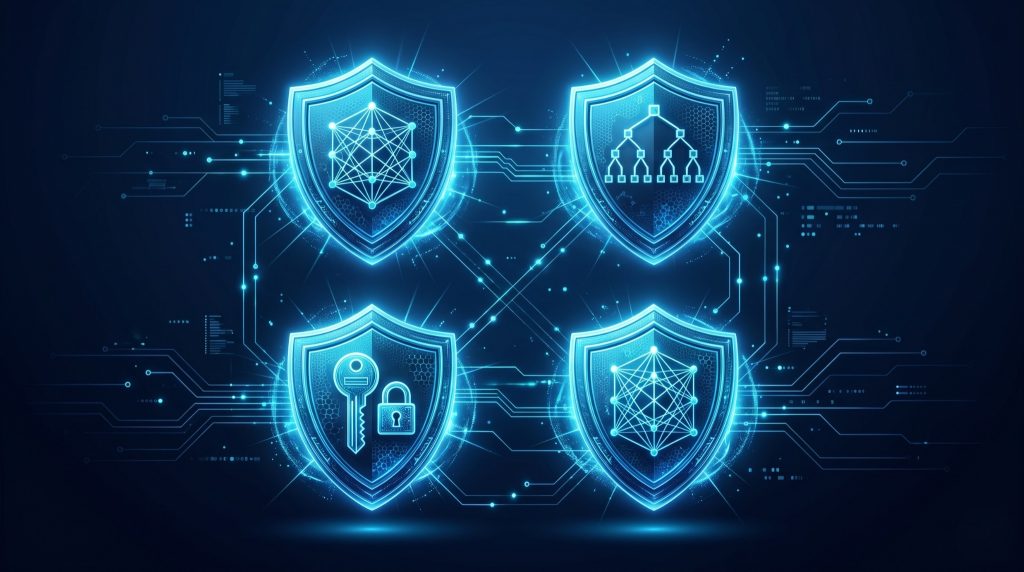 Post-quantum cryptography algorithm categories including lattice-based and hash-based schemes for quantum-safe security