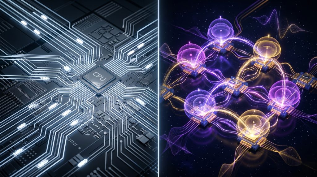 Quantum particle streams surrounding a glowing digital encryption lock, symbolizing the quantum threat to enterprise cryptography