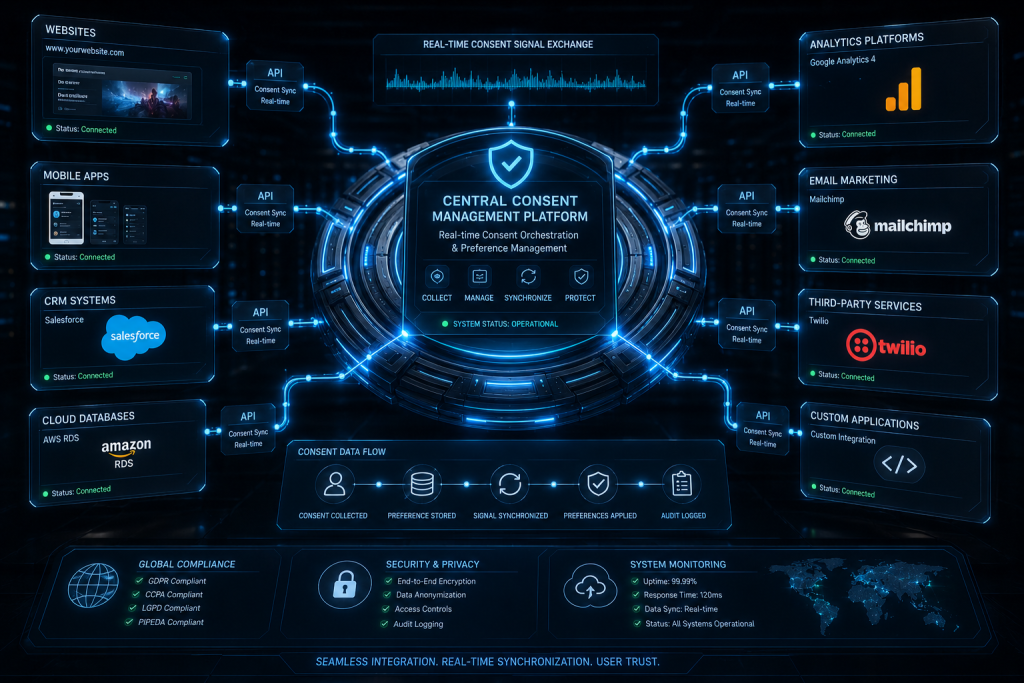 API-driven consent management platform integrated with CRM, analytics, and enterprise systems.