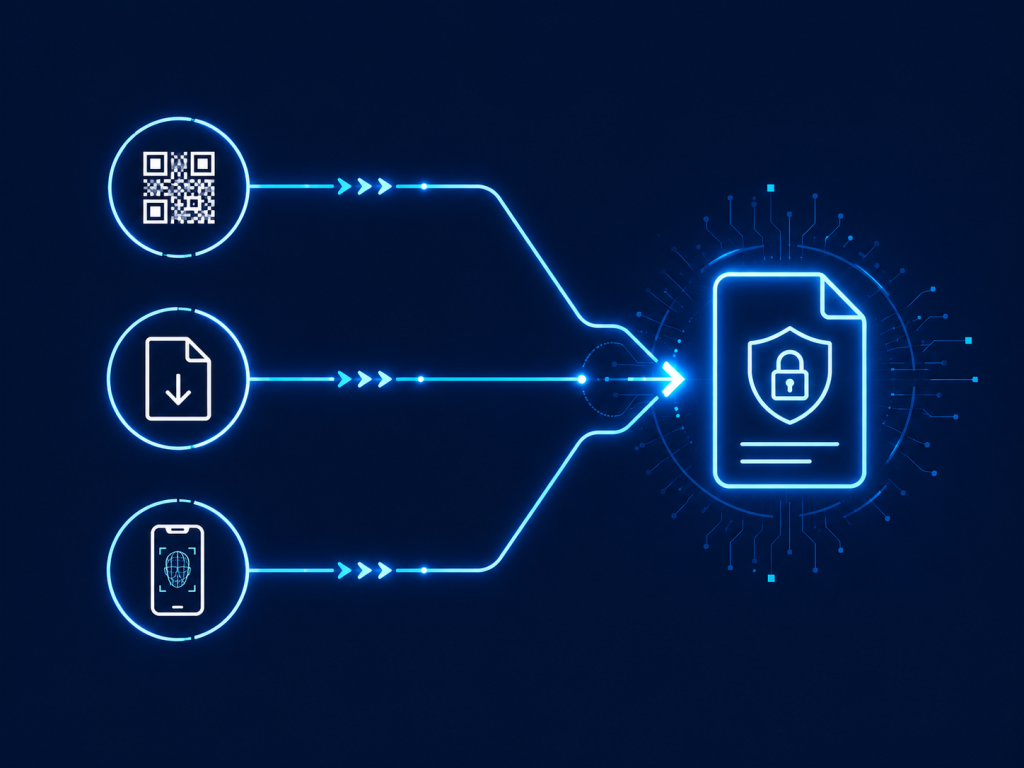 Diagram of the three Aadhaar offline verification modes: QR code, paperless e-KYC, and Aadhaar Verifiable Credential