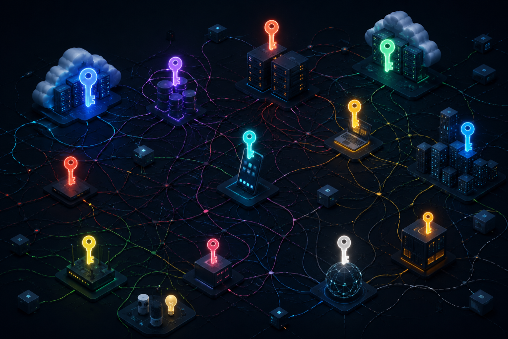 Fragmented encryption keys across cloud, on-premises, mobile, and IoT environments
