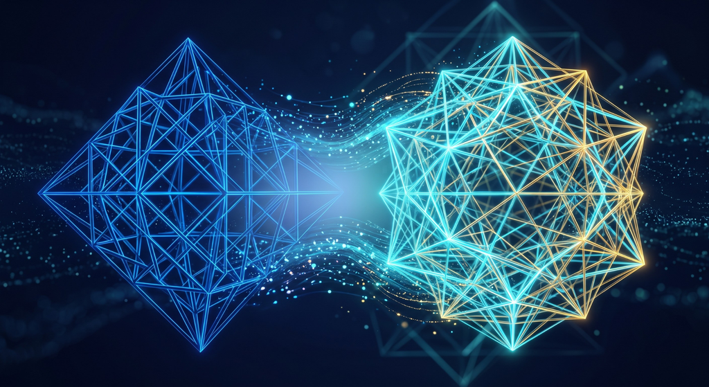 Abstract illustration of cryptographic algorithms transitioning toward quantum-safe security