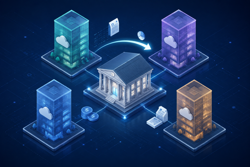 Bank infrastructure spread across multiple cloud environments due to licensing, compliance, and M&A growth