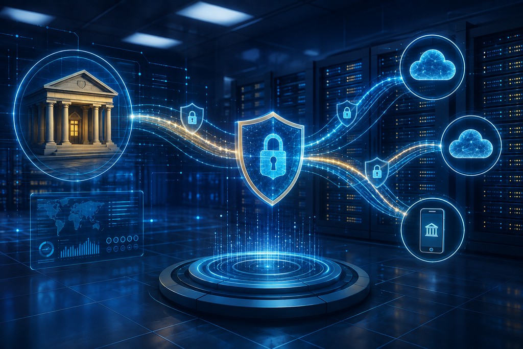 Banking institution implementing quantum-safe encryption across core systems, cloud, and mobile banking infrastructure
