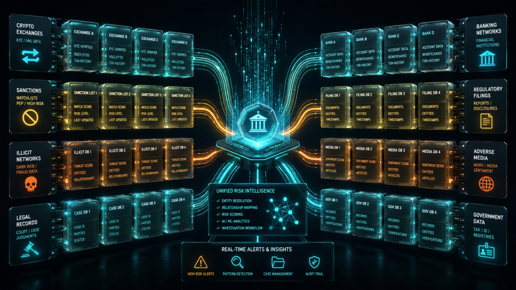 Attribution database tagging blockchain addresses as exchanges, sanctioned entities, and illicit services