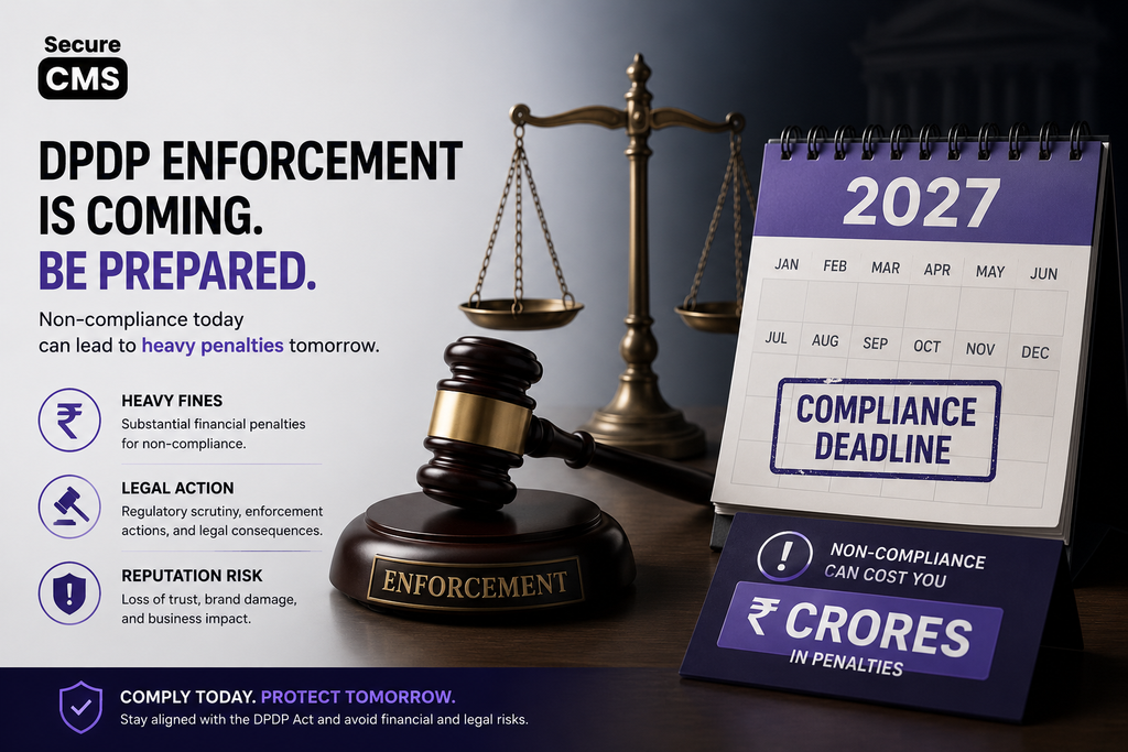 Visual overview of DPDP Act enforcement and penalty deadlines businesses face in 2027