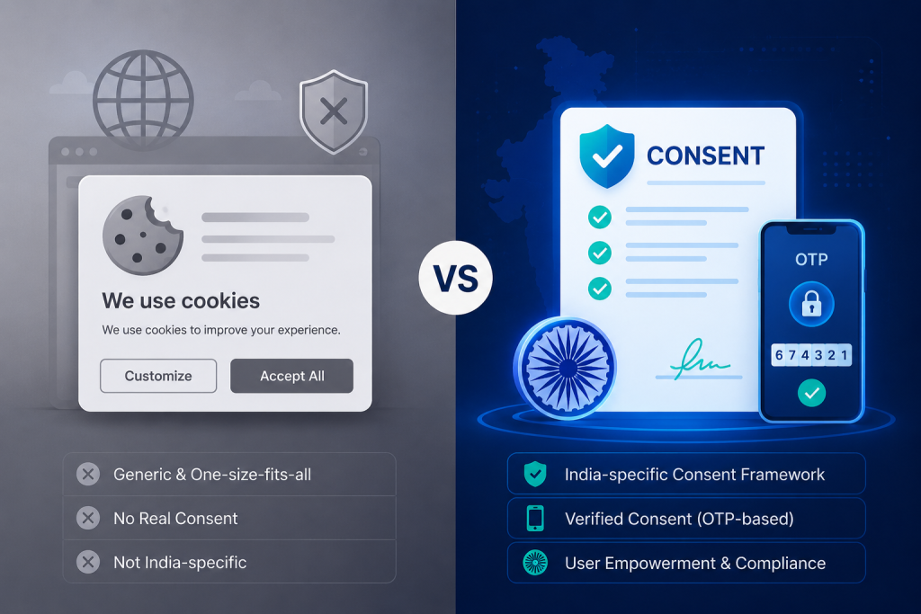 Comparison of India's DPDP Act consent framework versus generic GDPR-based consent tools