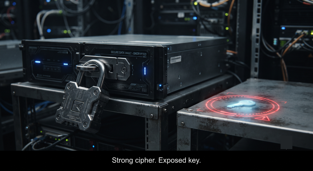 Strong encryption lock undermined by an exposed encryption key