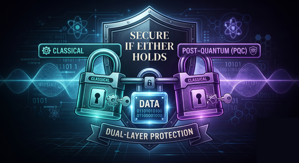 Hybrid PQC and classical encryption protecting data with two layers