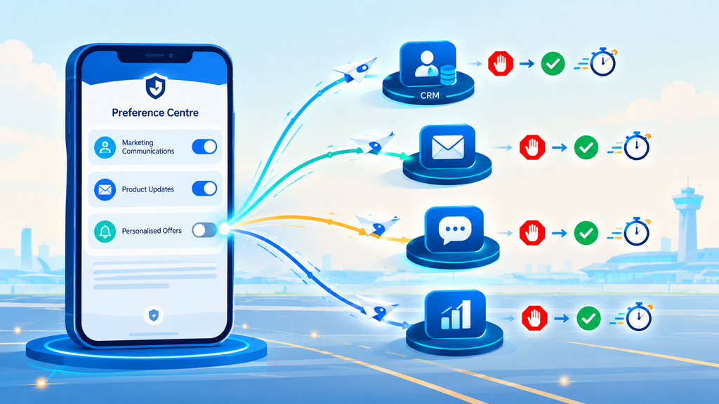 Preference centre where a user switches off consent and the change reaches every connected system instantly
