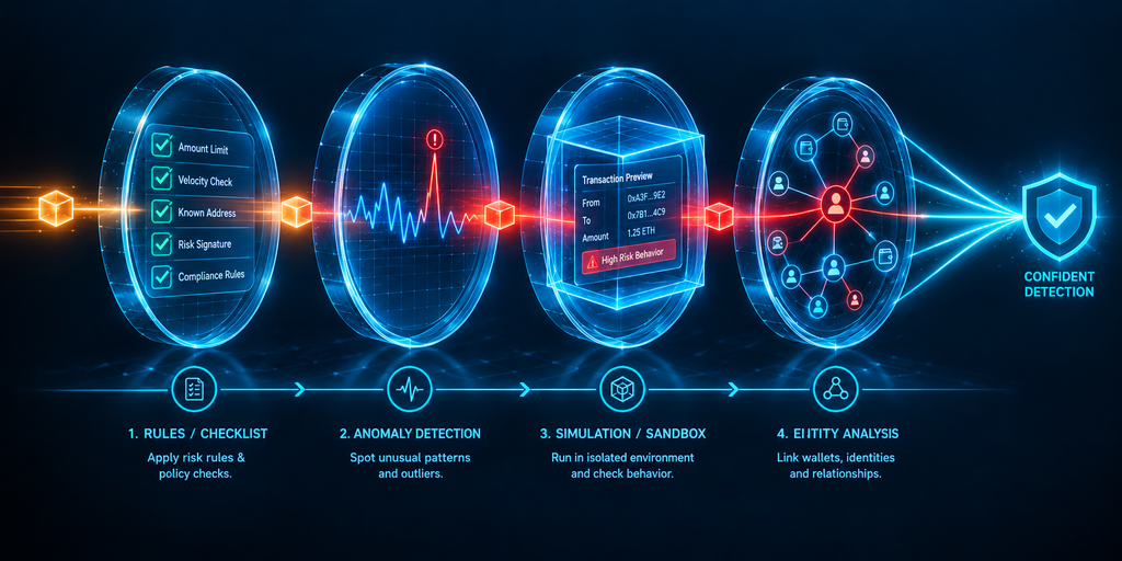 Four layered detection techniques combining into one high-confidence threat signal