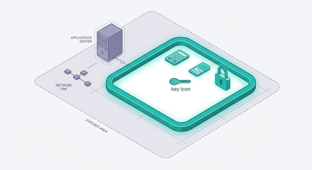 Diagram of the trust boundary around a payment gateway HSM