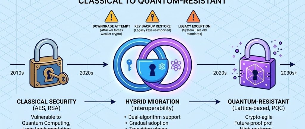 Hybrid classical and post-quantum migration expanding insider attack surface